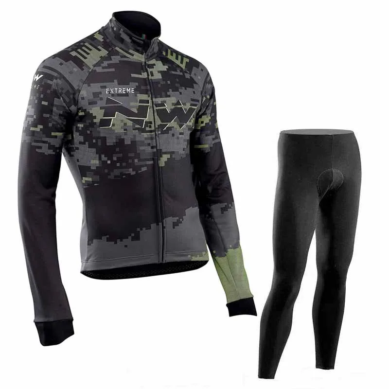 NW, новинка, длинный рукав, трикотажный комплект для велоспорта Костюмы комплект весенне осенняя одежда Ropa Ciclismo Hombre C25 - Цвет: Set 15