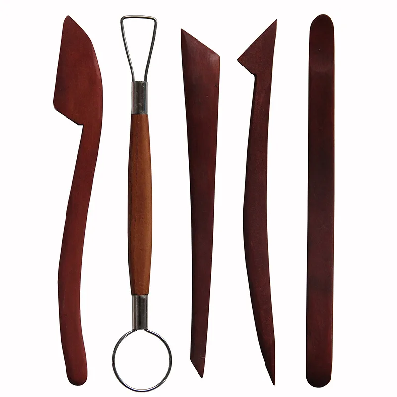 

5PC Redwood Soft Clay Molding Tools For Clay Pottery Sculpture Tool Art Model Auxiliary Tools Multi-function Combination Set