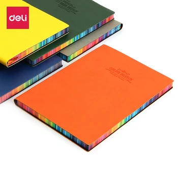 

Deli A5 notebook beautiful stationery fashion multicolour thickening diary leather female colorful Faux Leather notebook