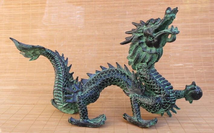 Chinese Bronze Copper carved Fly dragon Home Feng shui Decor Statue garden decoration | Дом и сад