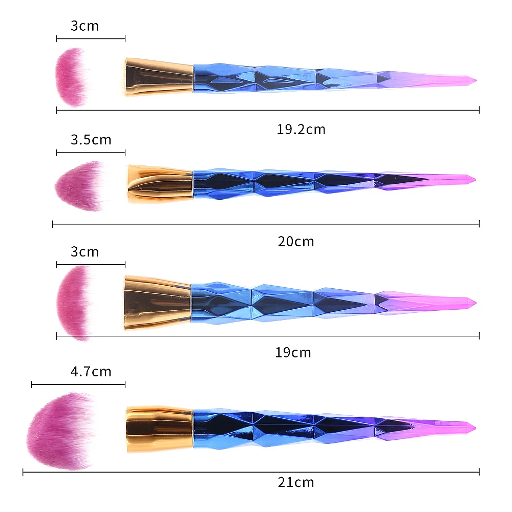 Радужный цвет 10 шт./комплект пудра для основы щетки синтетические мягкие волосы макияж кисти набор в высоком качестве Макияж инструмент косметический кисти