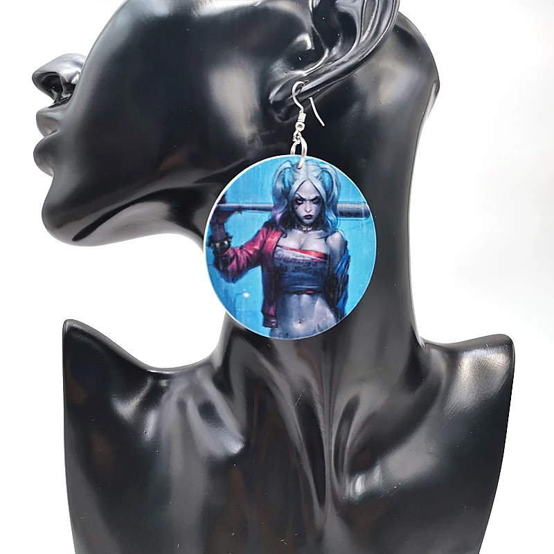 Женские круглые серьги YD & YDBZ Harley Quinn модные деревянные пара висячих сережек в