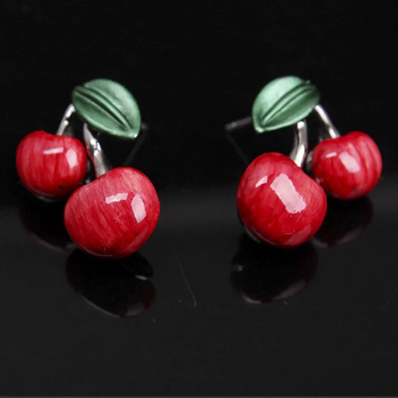 Oil Alloy Cherry Jewelry Sets For Woman Vintage Chain Necklace Pendant Earrings Statement Bridal Wedding Party Gifts Oil Alloy Cherry Jewelry Sets For Woman Vintage Chain Necklace Pendant Earrings Statement Bridal Wedding Party Gifts