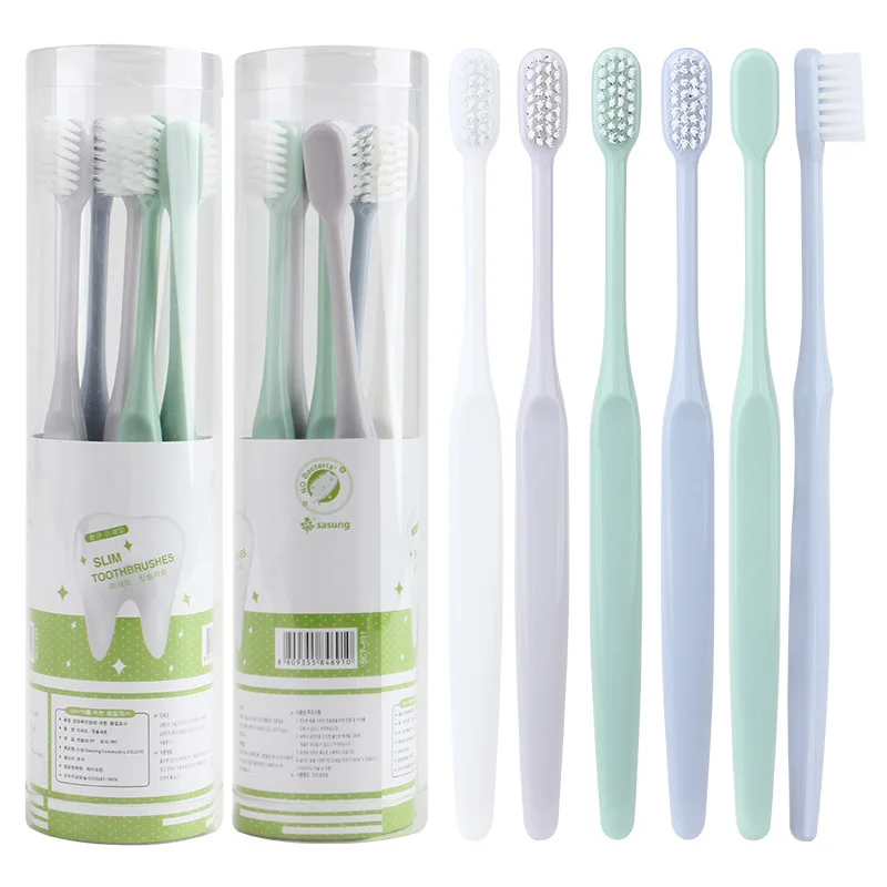 

Toothbrush 6pcs Colorful Mixed Tooth Cleaning Soft Slim Tip Binchotan Charcoal Bristle Brush Stylish Adult Teeth Brush