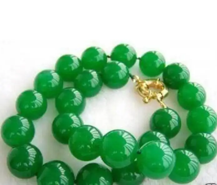 Jewelry Pearl Necklace Rare 10mm Handmade Natural Green Jade Gemstone Round Beads 17&quot Free Shipping | Украшения и аксессуары