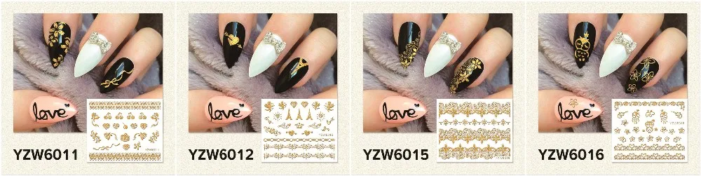 YZWLE 1 лист Горячие золотые стикеры 3D на ногти Nail Art DIY ногтей декоративные наклейки фольга обертывания Маникюр Инструменты для укладки(YZW-6023