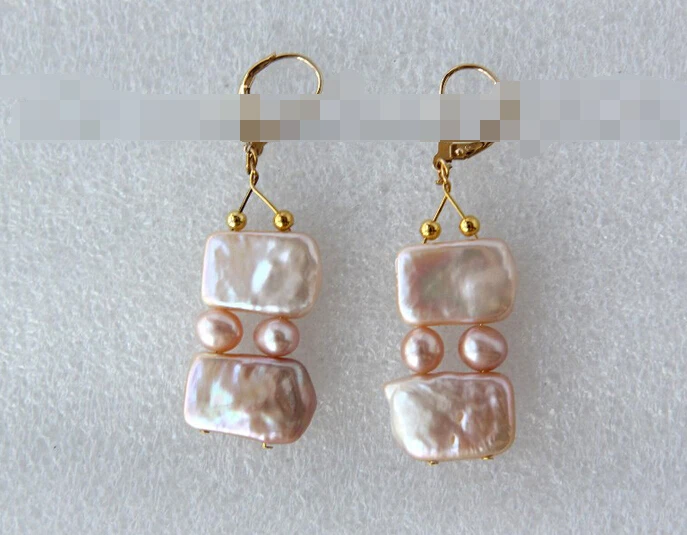 

hot sell new - -hot 12324 baroque pink freshwater pearl dangle earrings