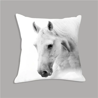 Animal White Horse Seat Cushion Plush Pillowcase Throw Pillow 45x45cm Decorative Cushion No filler for Sofa Home Decor 