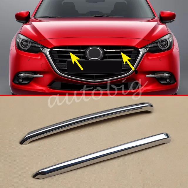 Chrom Kühlergrill Abdeckung Borte Streifen Zubehör Für Mazda 3 (BN) 2017 2018 (Passt Mazda3) in