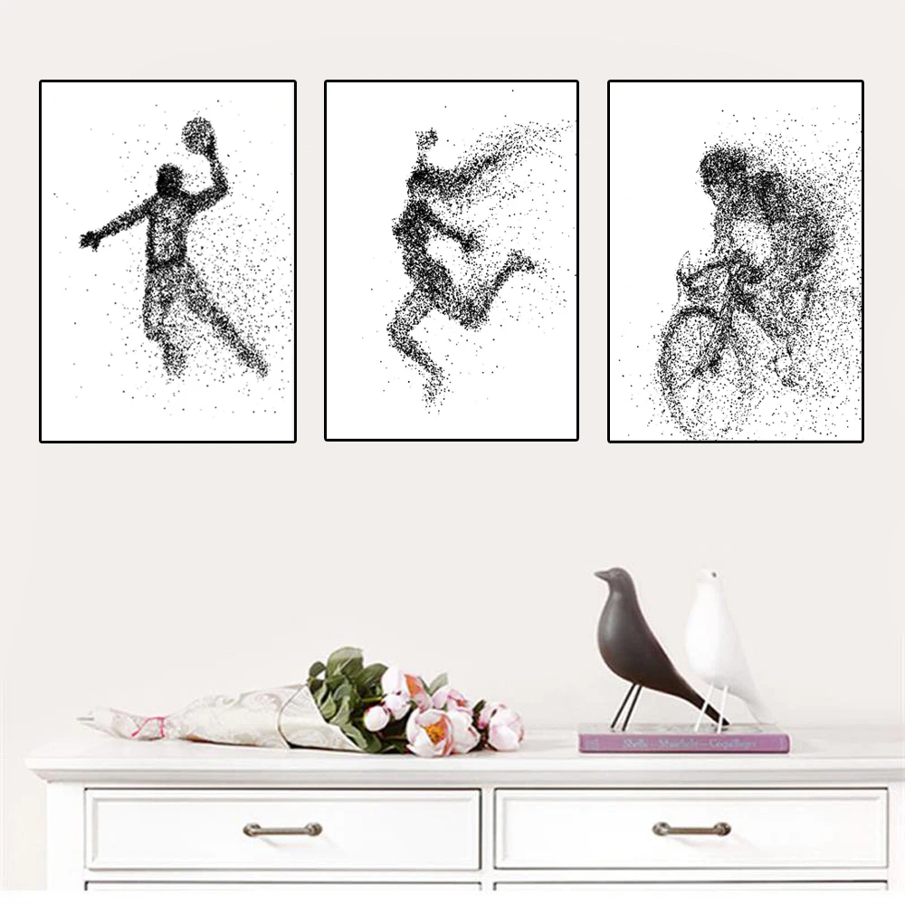 Абстрактный черный и белый Живопись спортсмен портрет Спорт плакаты поп отпечаток репродукции картины на холсте стены картину для