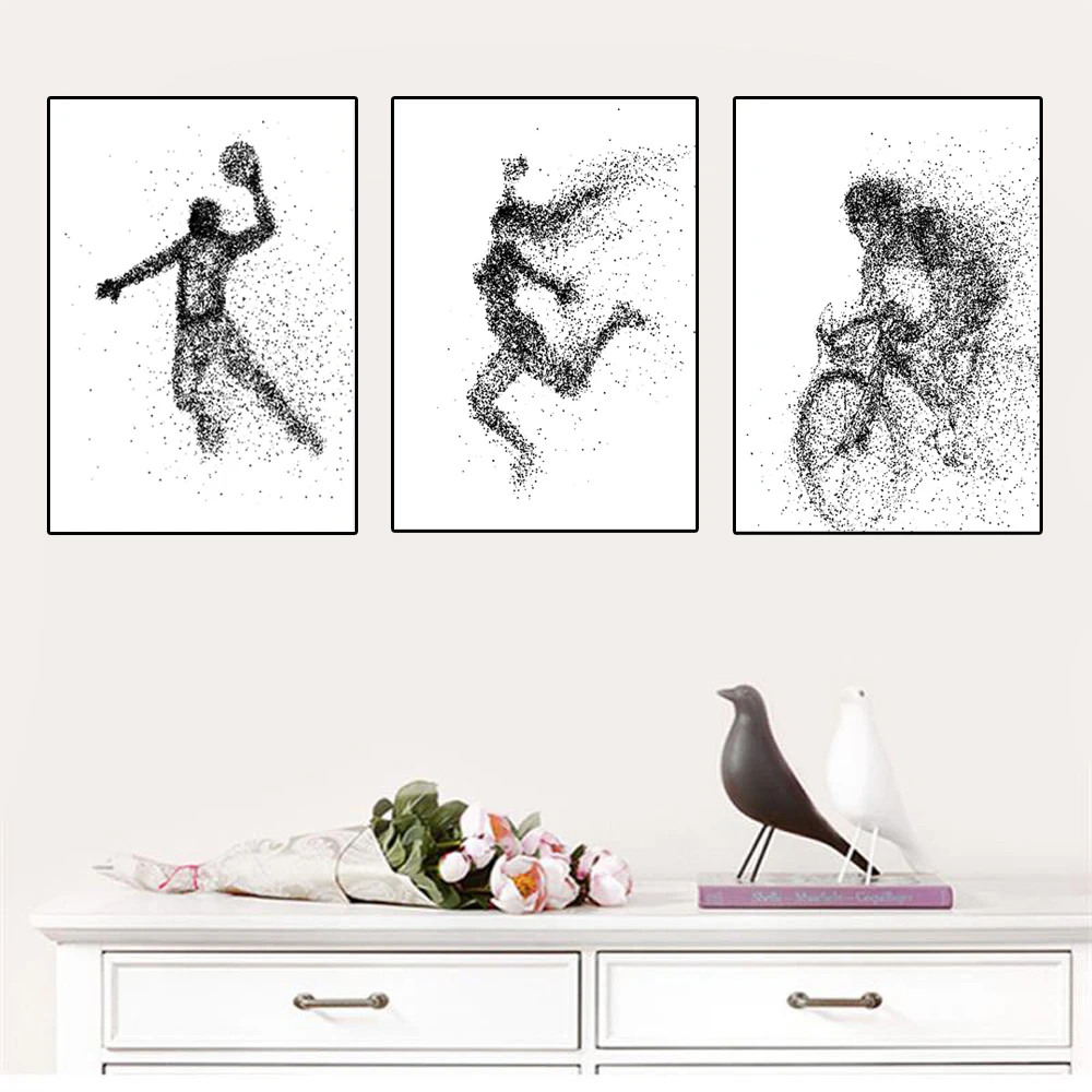 Abstract Black and White Painting Athlete Portrait Sport Posters Pop