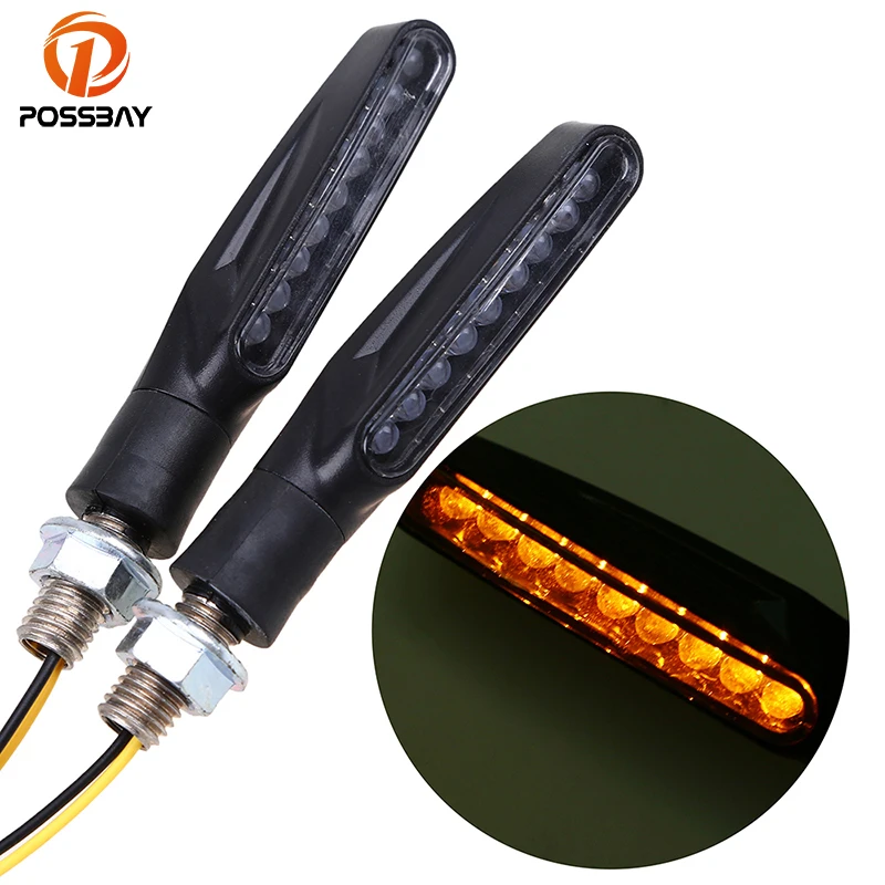 

POSSBAY Vintage Motorcycle LED Turn Signal Light Motocross Scooter Flasher Blinker Indicators Lamps for Honda Suzuki Yamaha
