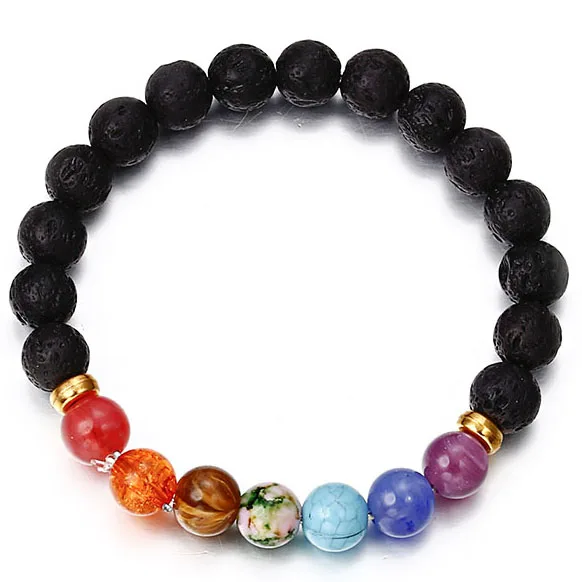 

NS34 Newst 7 Chakra Bracelet Men Black Lava Healing Balance Beads Reiki Buddha Prayer Natural Stone Yoga Bracelet For Women 2018