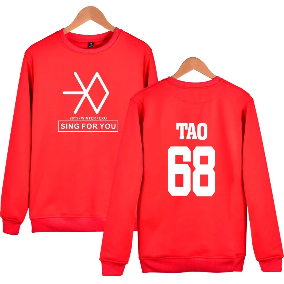Корейская Популярная певица EXO монолитная толстовка женская хлопковая XIUMIN SEHUN