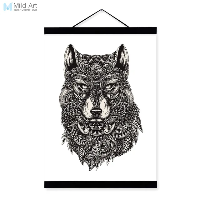 Modern wolf black white animal head portrait wildlife wood framed canvas painting wall art print picture Modern wolf black white animal head portrait wildlife wood framed canvas painting wall art print picture