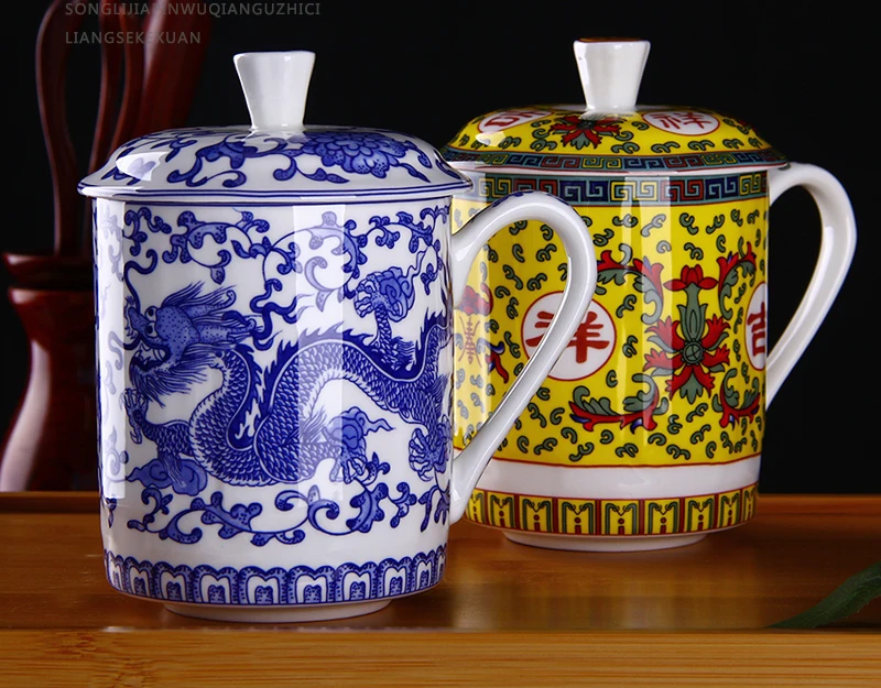 Чаша с драконом в китайском стиле 500 мл|dragon cup|cup for teabone china |