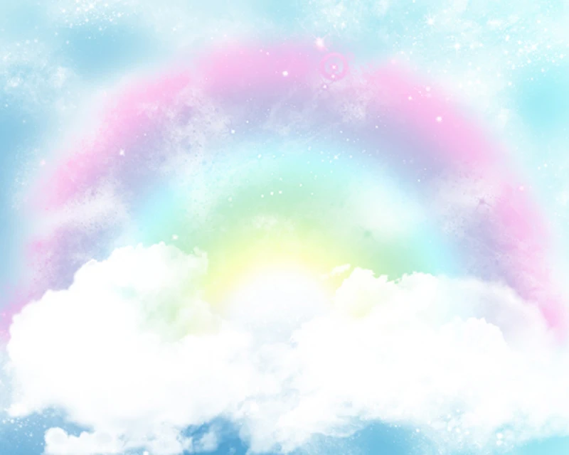 Baby Birthday ShowerBackdrop Rainbow Cloud Blue sky Dessert table