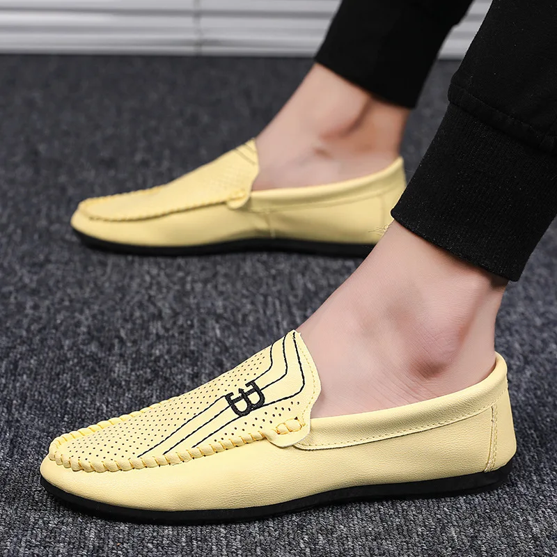 

New men's shoes peas shoes leather round head soft bottom driving men's England no shoes men's business casual shoes