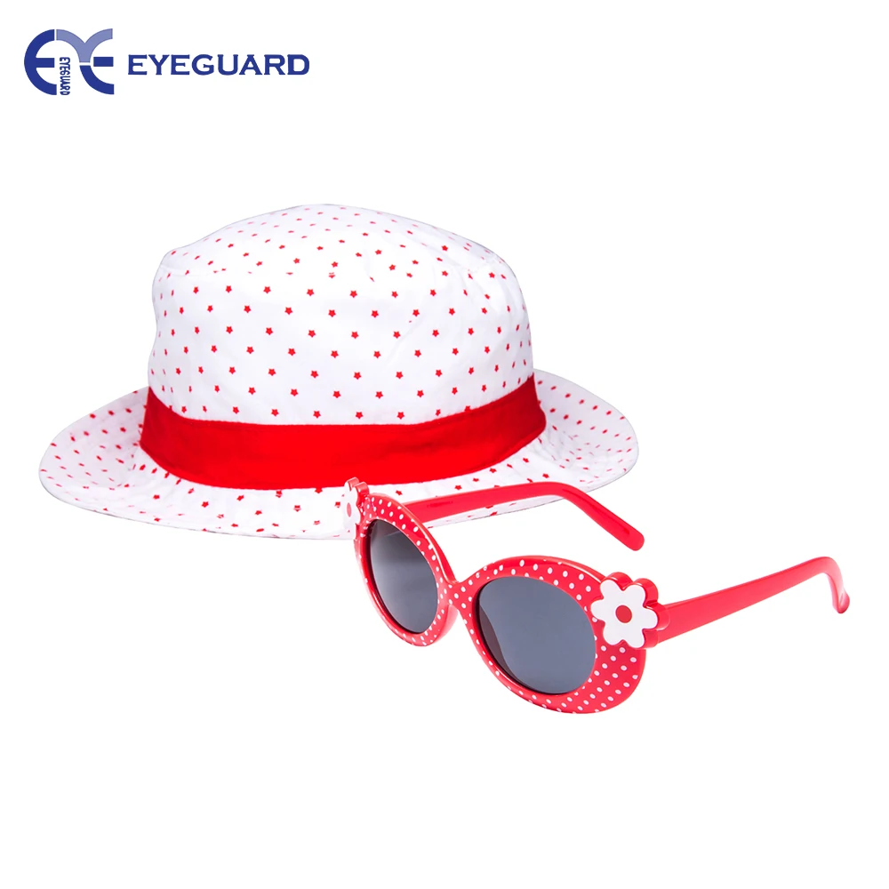 EYEGUARD UV400 Girl Cute Kids Sunglasses and Sun Hats Combo Children