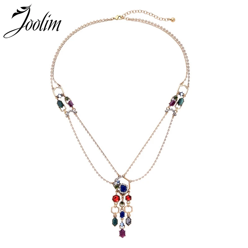 

Joolim Jewelry Wholesale/Colorful Geo Cut Precious Stone Pendant Necklace for Women 2019 Necklace