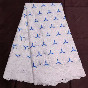 

African Nigerian Dry Cotton Lace Fabric 2019 High Quality Siwss Voile Laces French Satin Lace fabric 5 Yards/pcs For Party Dress