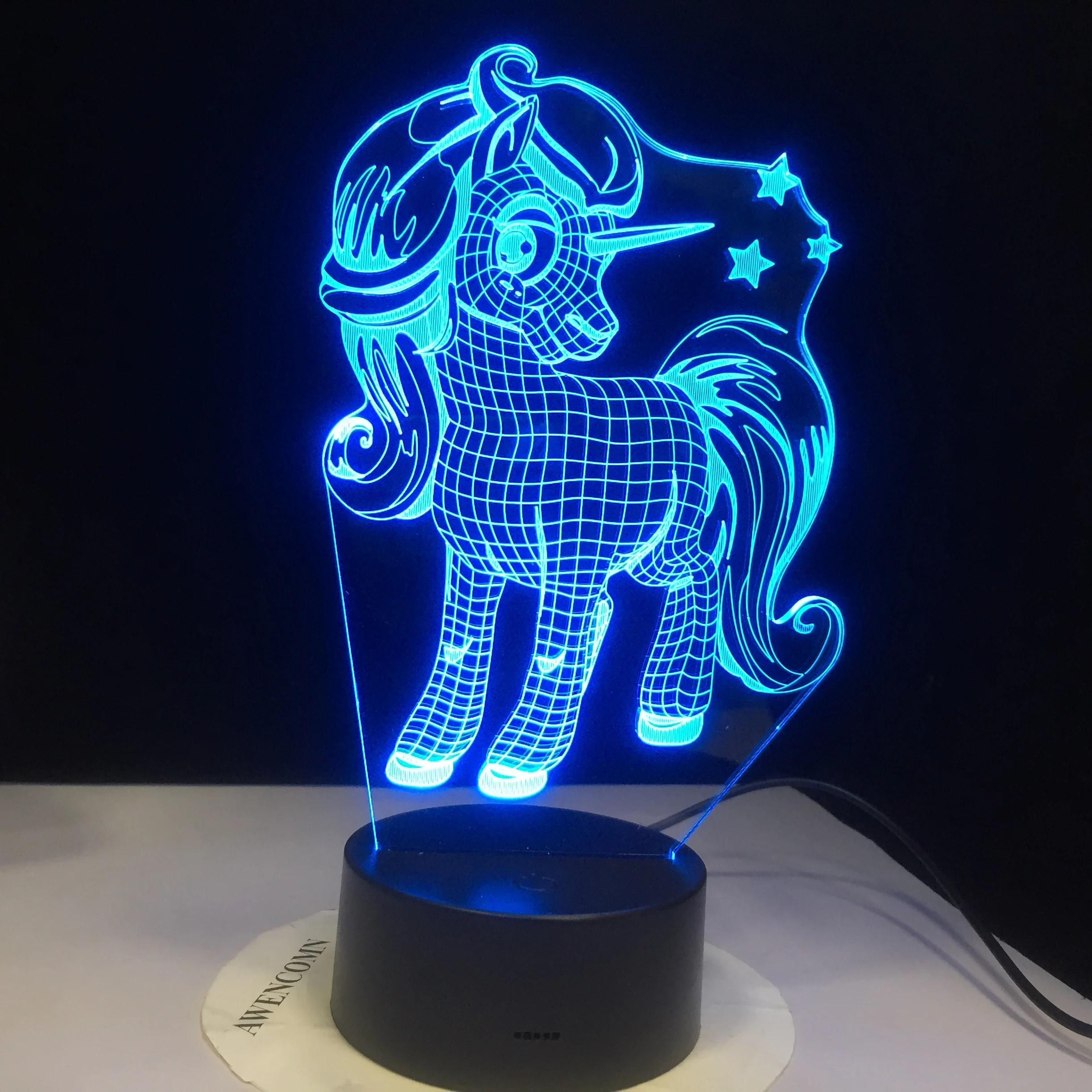 Единорог 3D LED ночник настольная лампа романтический подарок 7 видов цветов Декор