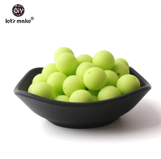 Let's make 50pcs Silicone Beads 12mm Eco-friendly Sensory Teething Necklace Food Grade Mom Nursing DIY Jewelry Baby Teethers lime green