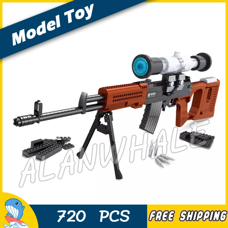 

720pcs Model SVD Sniping Rifle Scope Toy Gun Weapon For Military Assault Soldiers Building Kit Blocks Toys Compitable with Lego