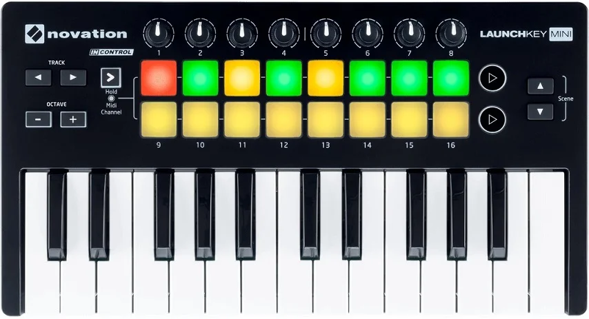 Novation Launchkey Mini MK2 MKII портативный 25-ключ USB Ableton Live Lite MIDI контроллер клавиатуры чувствительной барабанные тормозные колодки для ди-Джея свет для сцены парти