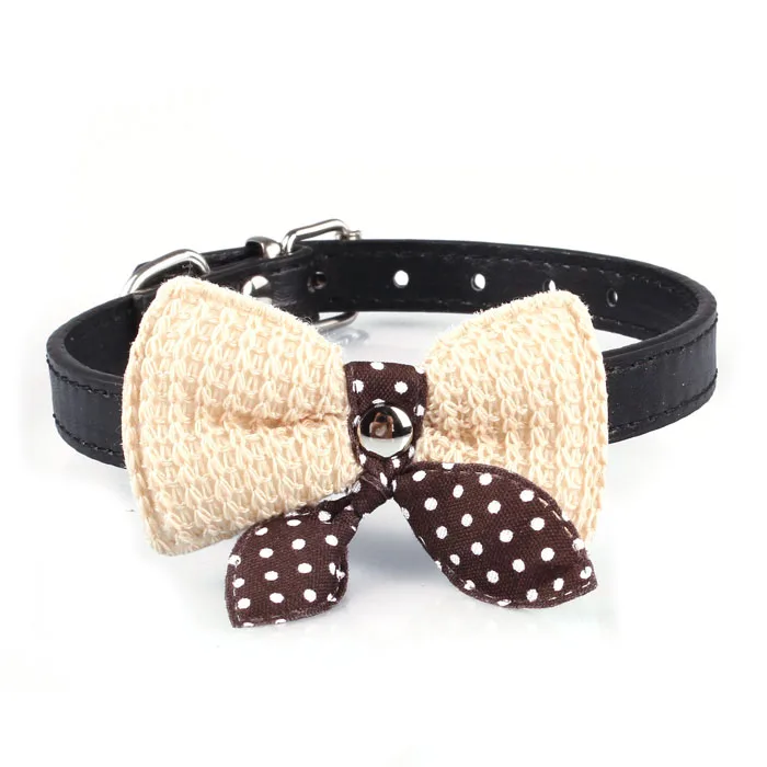 

Ocardian Dog collar beauty Knit Bowknot Adjustable PU Leather Dog Puppy Pet Collars Necklace collars perro dropshipping 2019 new