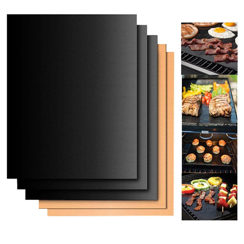 

5pcs Teflon Grill Mat Reusable Nonstick Heat Resistant Pad Sheet 40 * 30cm Outdoor Picnic Fry Cooking BBQ Tool Barbecue Accessor