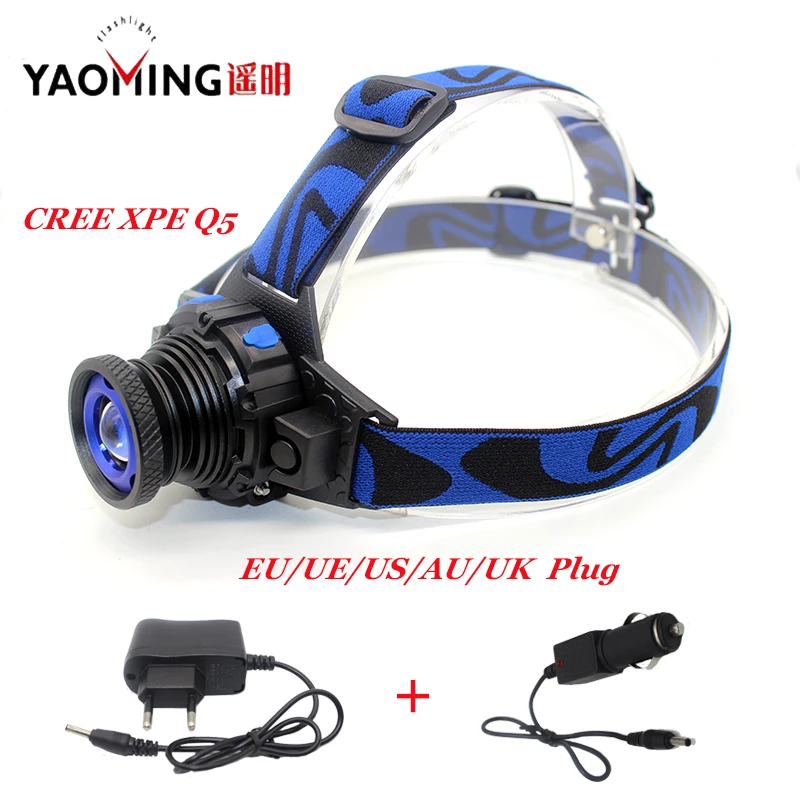

Cree Q5 LED Frontal Headlamp Headlight Flashlight Rechargeable Linternas Lampe Torch Head Lamp Light Build-In Battery + Charger