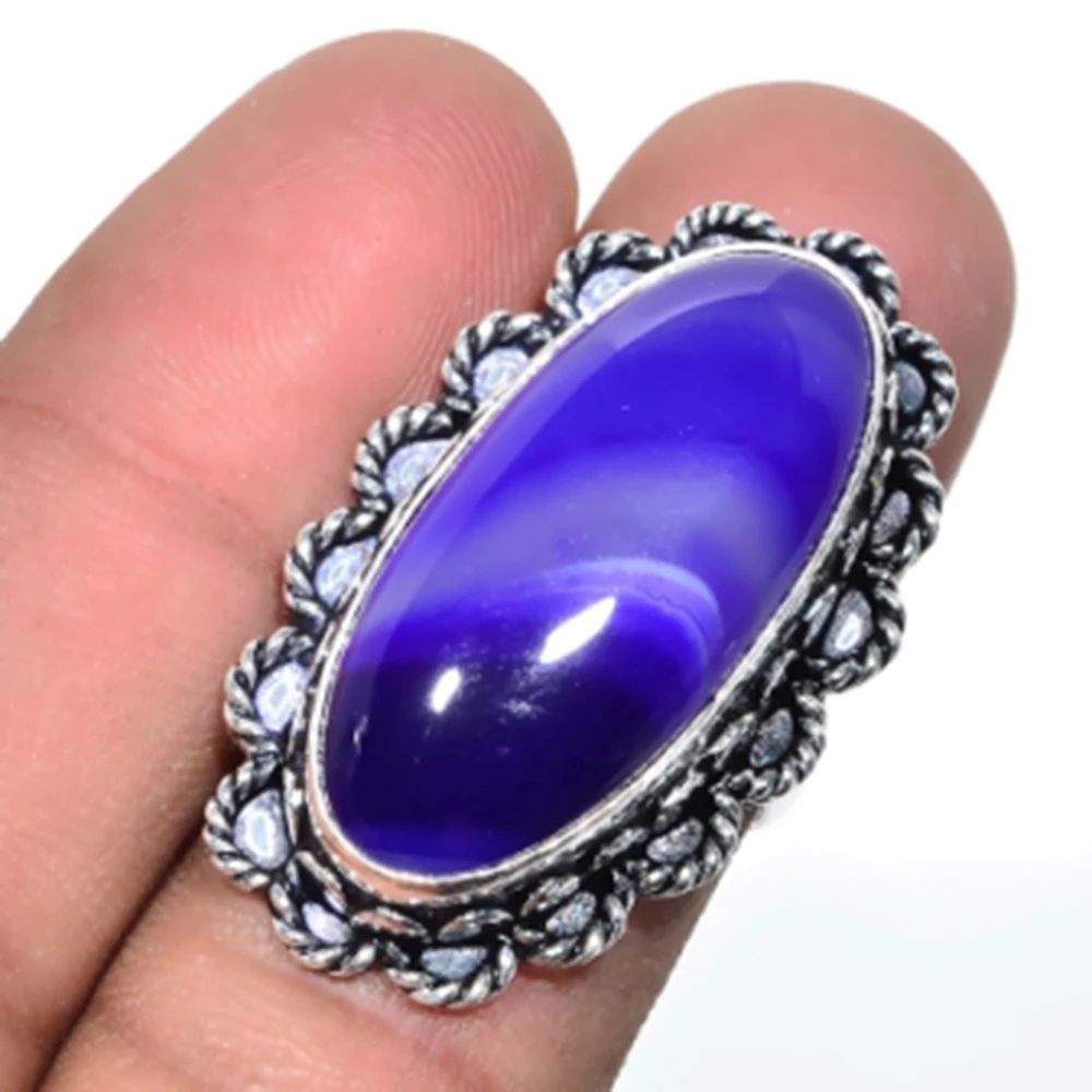 

Botswana Agates Ring Silver Overlay over Copper , Size: 7.75, R5073