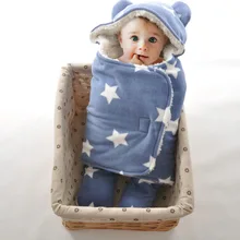 TOMEHOME Double Layers Fleece Baby Cartoon Baby Winter Strollers Bed Swaddle Blanket Wrap Cute Bedding Baby Sleeping Bag Blanket