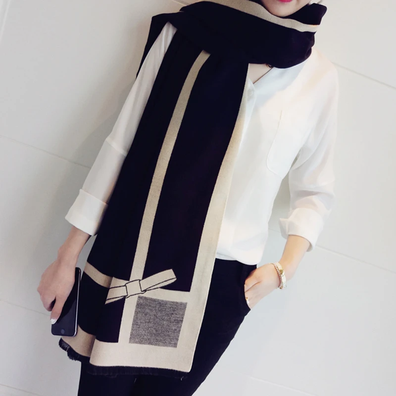 Beste Hoogwaardige Vrouwen Kasjmier Sjaal Dames Lange Strik Sjaal Dikke Warme Pashmina Merk Designer Sjaal Vrouwen Wraps