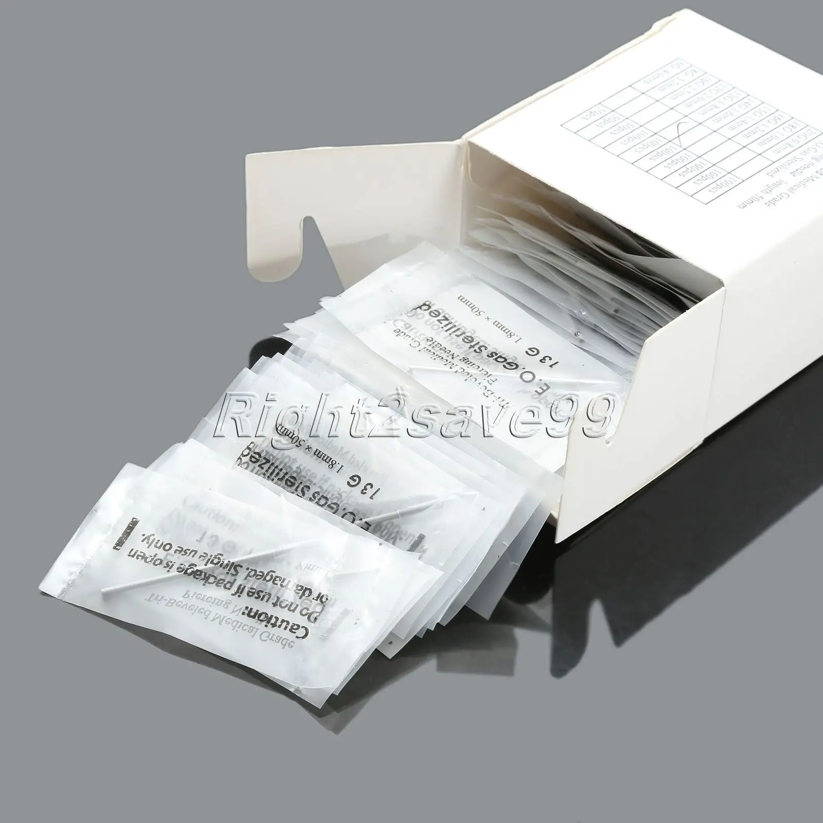 100Pcs Stainless Steel Silver Needles13G 1.8mm Piercing Hole Sterile