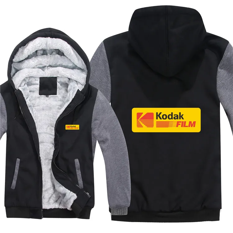 Зимние толстовки Kodak, мужское модное пальто, шерстяная куртка с подкладкой, утепленные толстовки Kodak, худи, HS-069