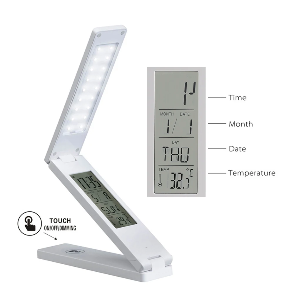 Multifunction Led Desk Lamp With Calendar Temperature Alarm Clock