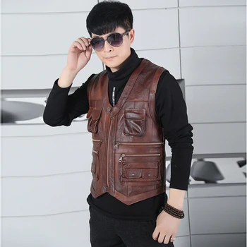 

2020 men head import thick leather skin vest pocket ma3 jia3