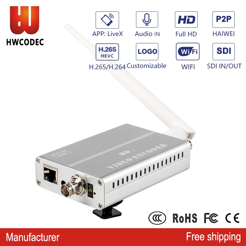 

HWCODEC h.264/h.265 wifi sdi video encoder wifi h.265 hevc full 1080p hd video sdi live stream wifi video iptv encoder