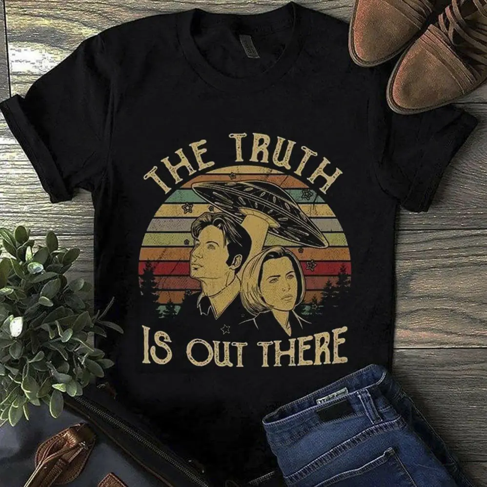 

Dana Scully & Fox Mulder The Truth Is Out There Men Black T Shirt Cotton S 6Xl