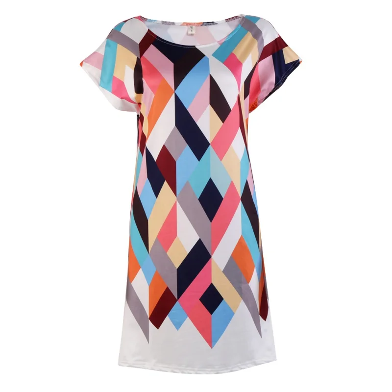 

2017 Summer Women Short Sleeve Print A-Line Loose Dress Vestidos
