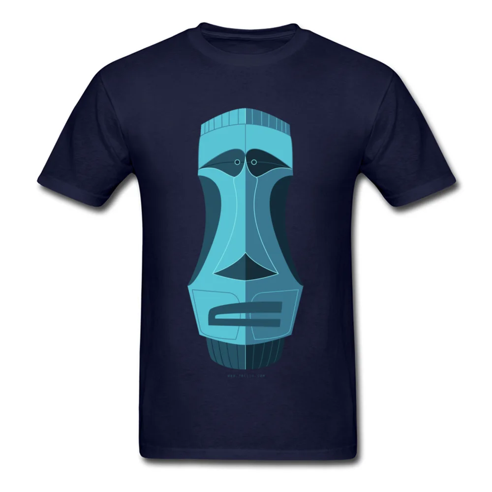 Blue Tiki Casual T Shirt for Male 100% Cotton ostern Day Tops T Shirt Family Clothing Shirt Short Sleeve High Quality O Neck Blue Tiki navy