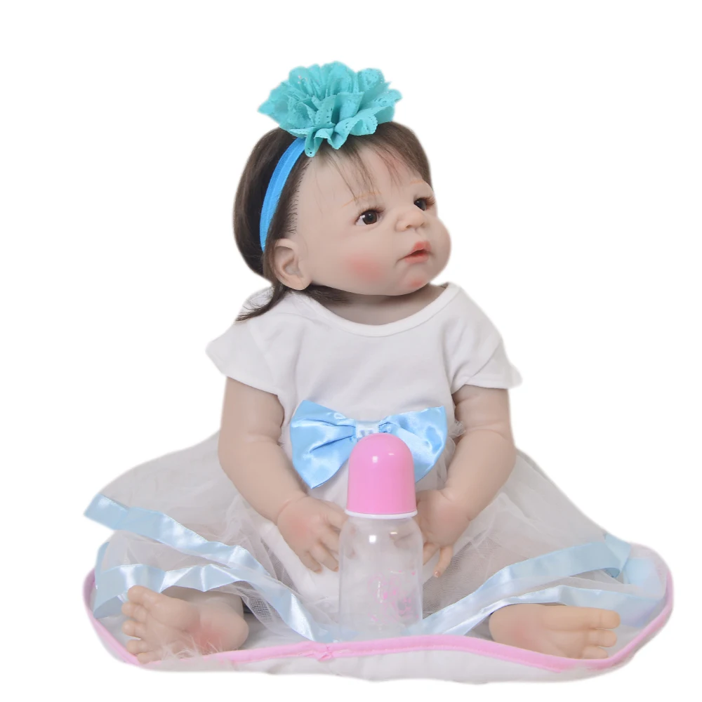 

KEIUMI 23'' Full Silicone Vinyl Reborn Baby Girl Dolls Realistic Baby Dolls Fiber Hair bebe Alive Reborns Can Bathe Kids Gifts