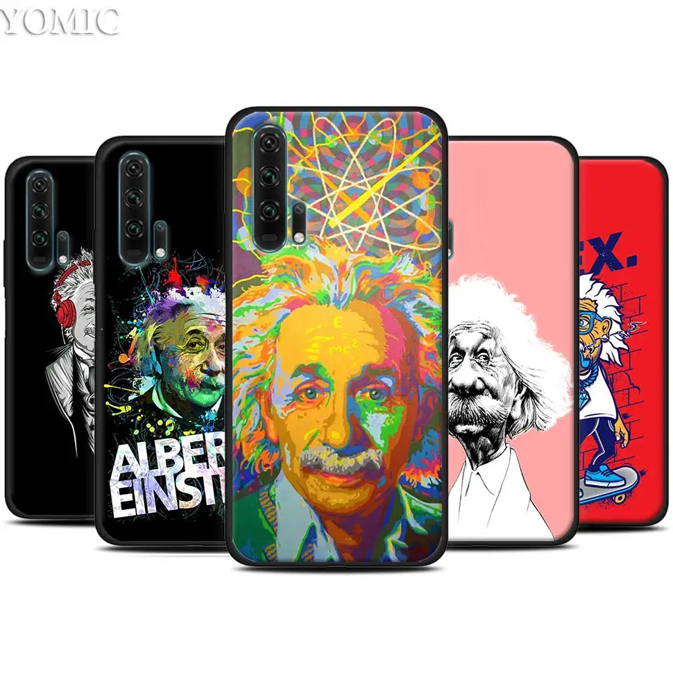 

Albert Einstein Physical Black Silicone Case for Huawei Honor 20 Pro 10 20 Lite 20i V20 8X 8C 8A 8S Play Enjoy 9e 9s Case