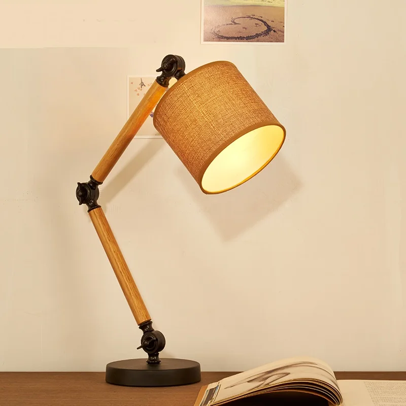 Loft wooden table light study lamps creative personality reading the ...