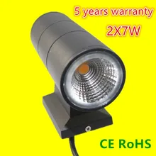 Высокое качество 14 Вт открытый светодиодный настенный светильник черный корпус водонепроницаемый IP65 2x7 Вт вверх и вниз светодиоды по технологии cob настенный светильник гостиничное освещение 5 шт./партия