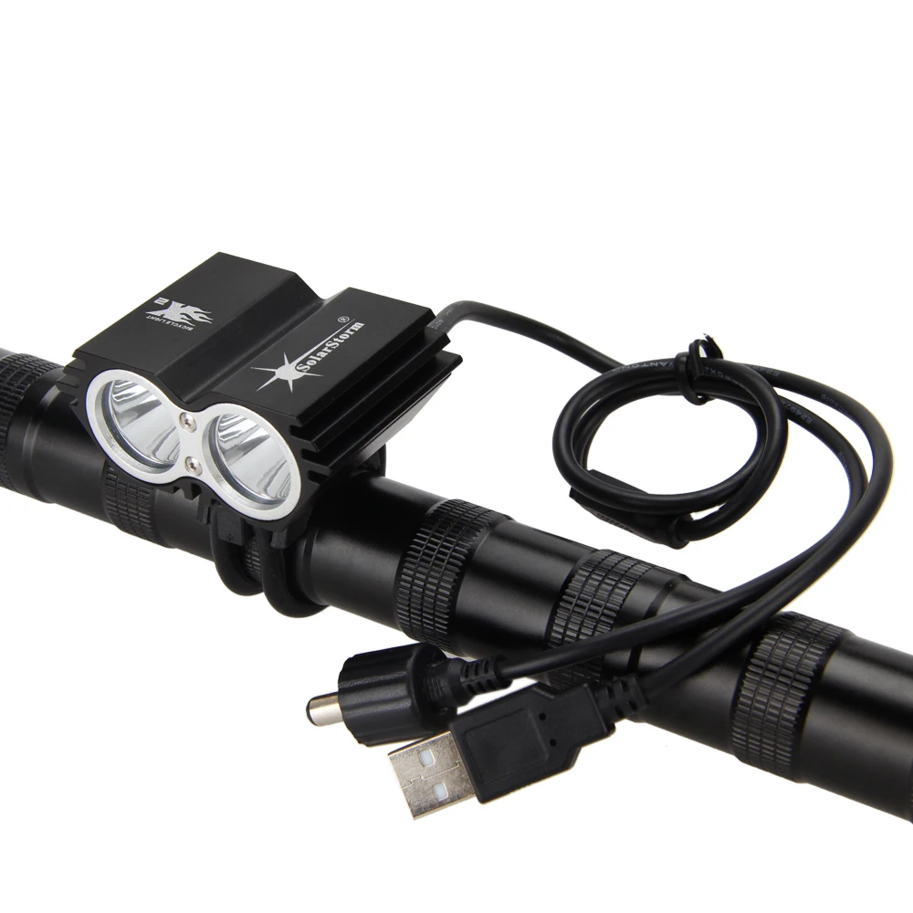 Flash Deal Waterproof Cycling Lamp 6000LM 2x XM-L T6 LED Bicycle Lights Dual Port  Head Front Bike Headlamp USB Port Torch No Battery 5