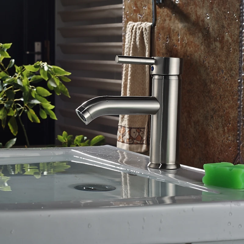 

Brushed Nickel Waterfall Bathroom Basin Faucet Single Handle Hot Cold Mixer Tap