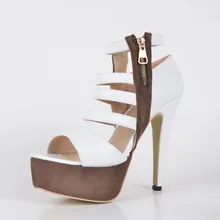 2016 Custom Made Plus Size Frauen Sandalen Damen Schuhe Seitlichem Reißverschluss Hohen Dünnen Fersen Plattform Billige Modest Neu Kommen Elegante